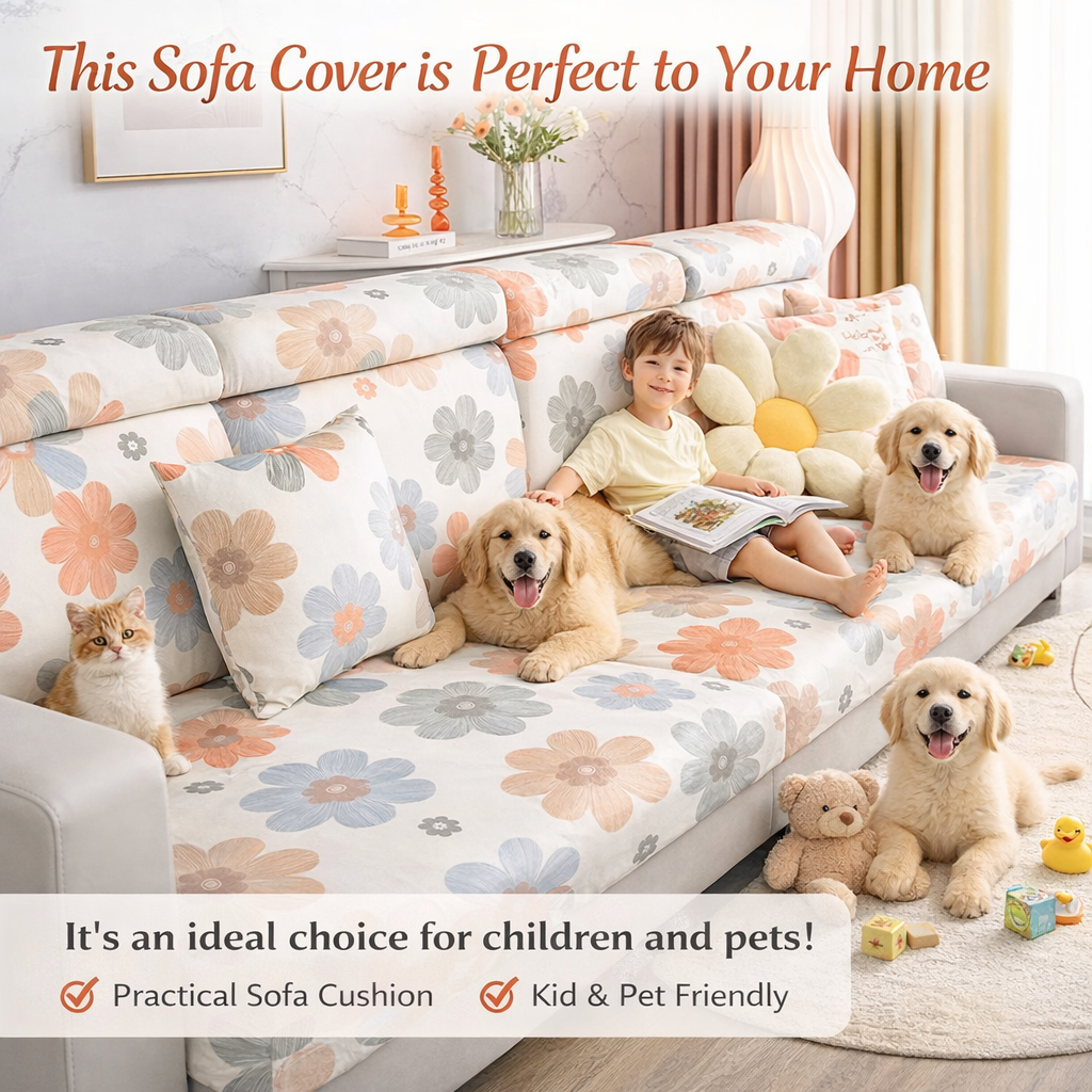 Anti-Slip L Shaped Pastel flora Cushion Sofa Couch Cover