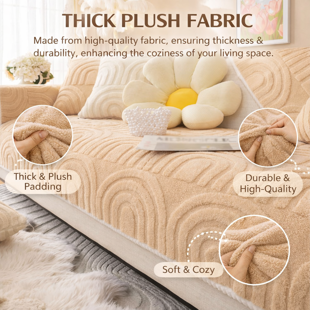 Non-Slip Geometric Plush Fuzzy Furry Sofa Couch Cover