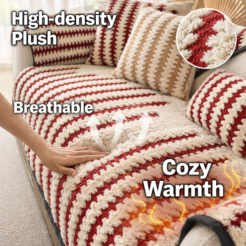 Non Slip Geometric Fuzzy Mat Couch Sofa Cover