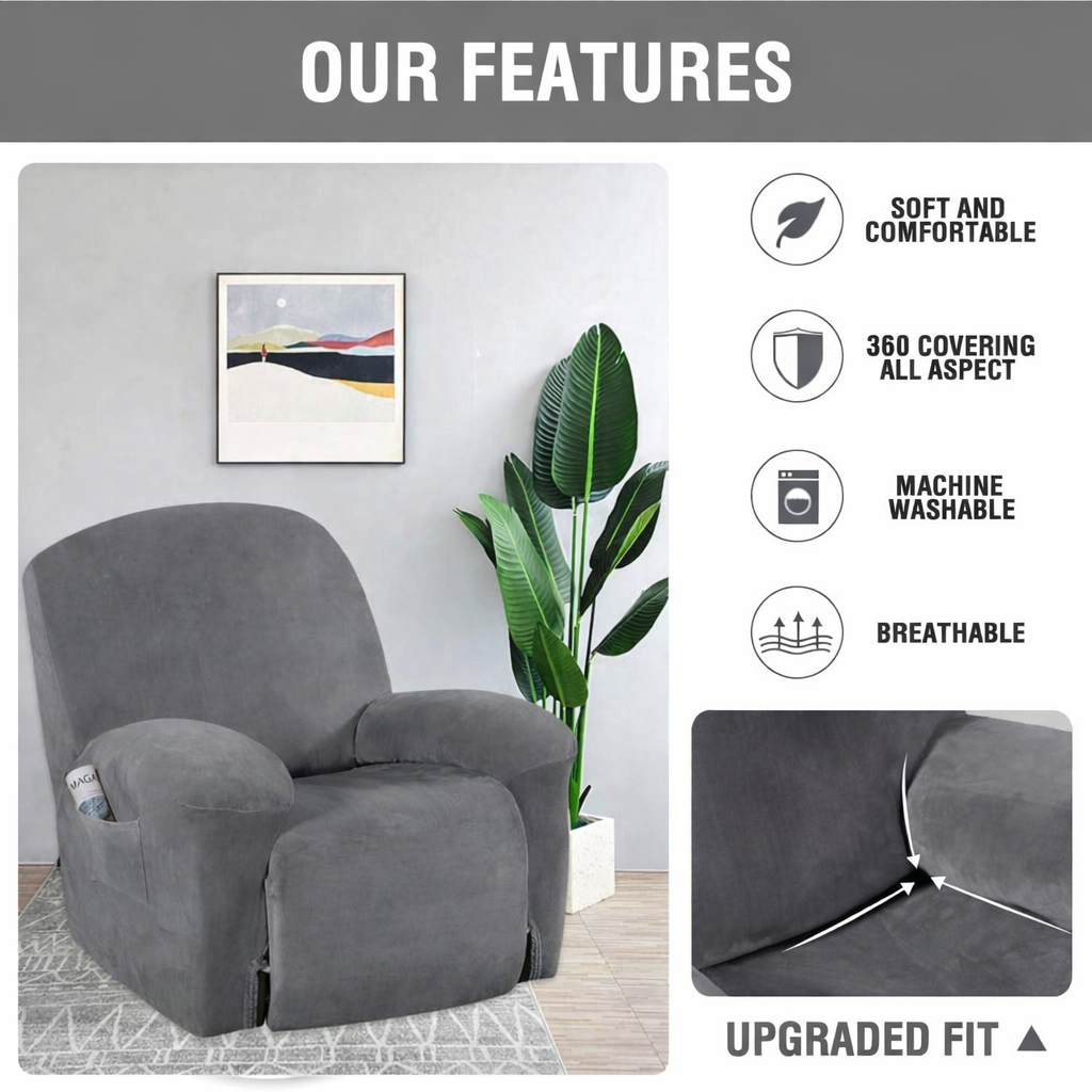 Velvet Love Seat Slipcover Recliner Cover