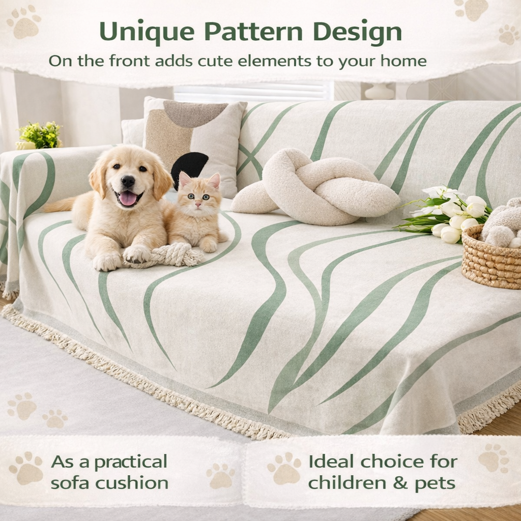 Luxury Elegant Chenille Tassels Sofa Couch Cover