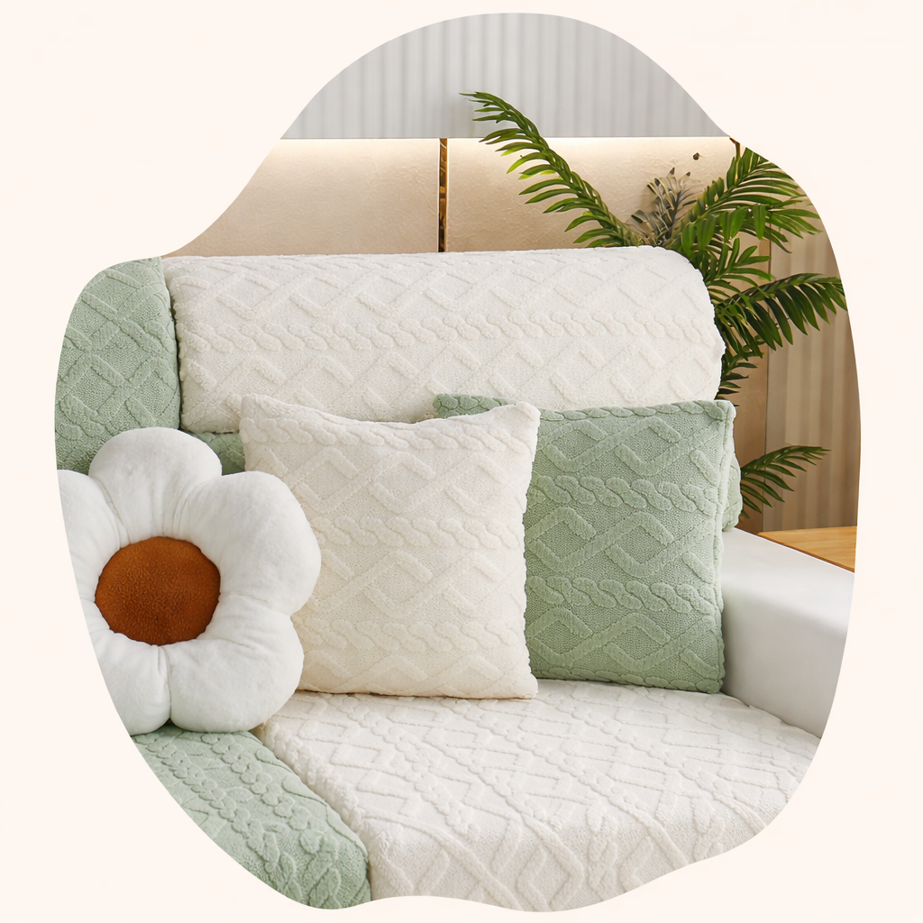L Shaped Anti Slip Polar Fleece Cushion Sofa Couch Cover