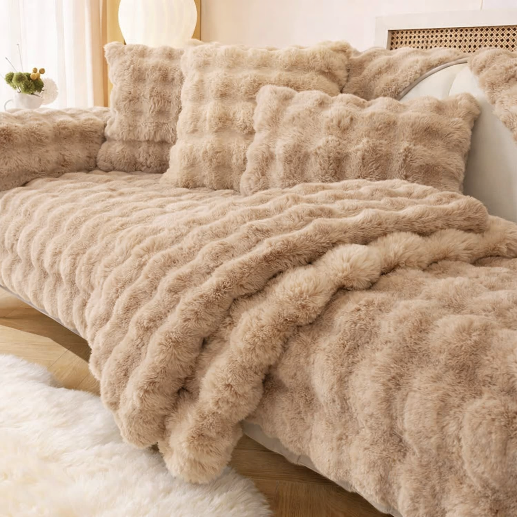 Non Slip Plush Fuzzy Furry Mat Couch Sofa Cover