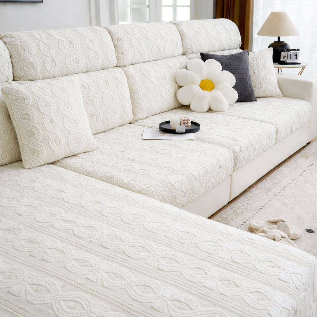Anti-Slip Jacquard L Shaped Cushion Sofa Couch Cover