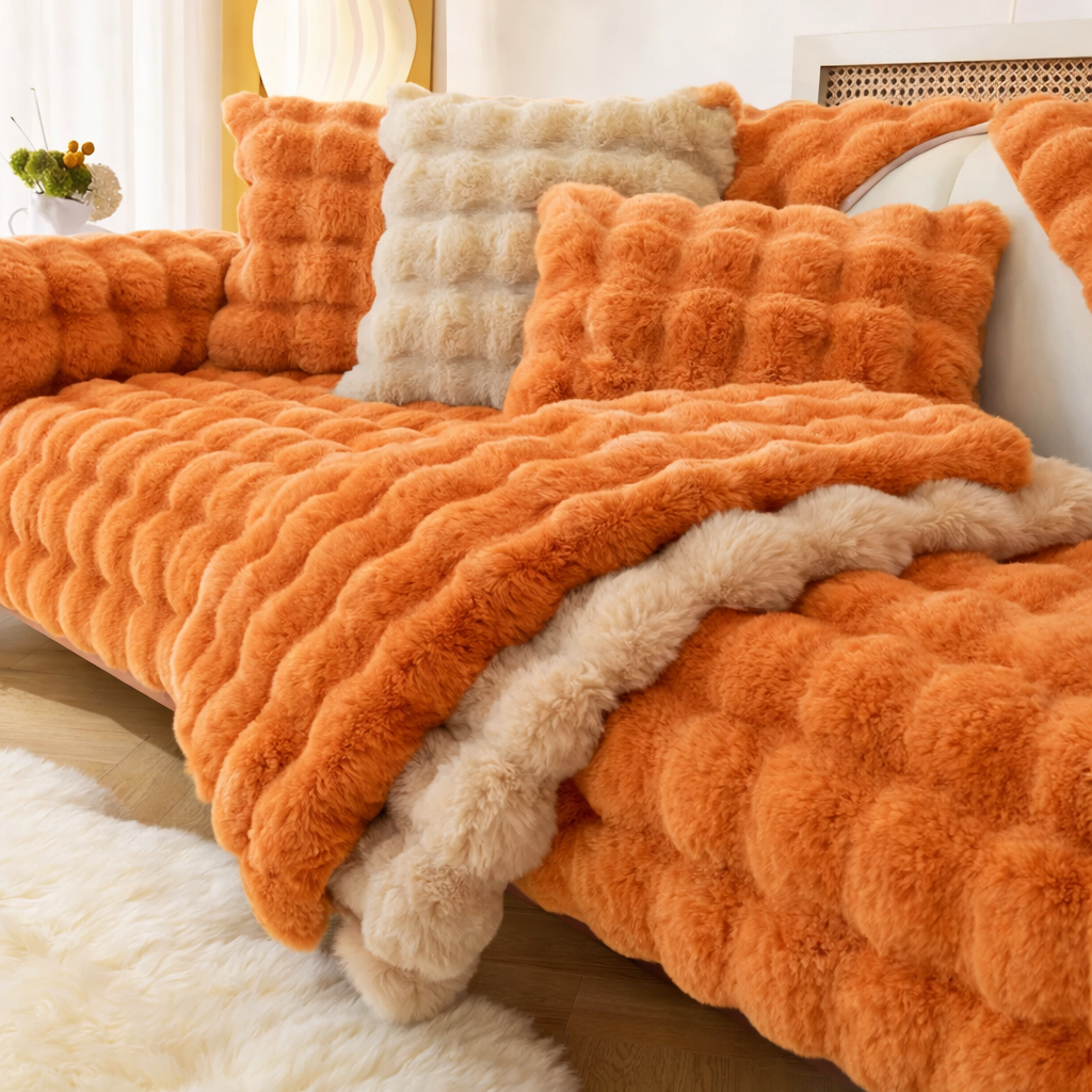Non Slip Plush Fuzzy Furry Mat Couch Sofa Cover
