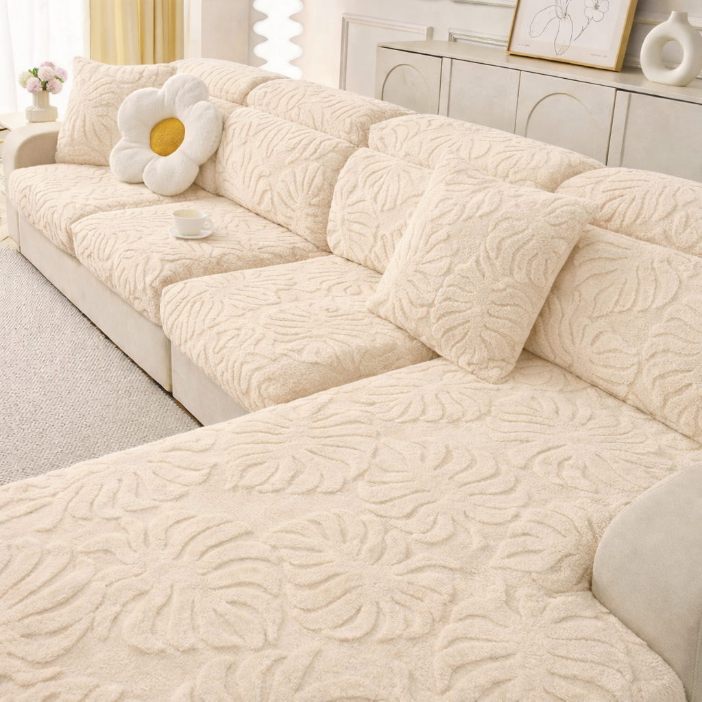 L Shaped Sectional Floral Plush Cushion Sofa Couch Cover