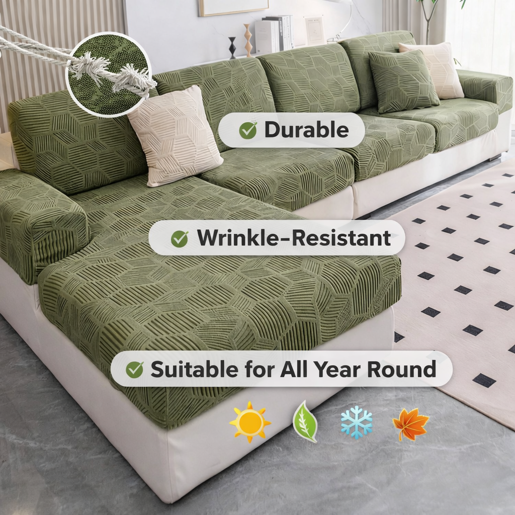 Anti Slip Cushion L Shaped Geometric Sectional Sofa Couch Cover