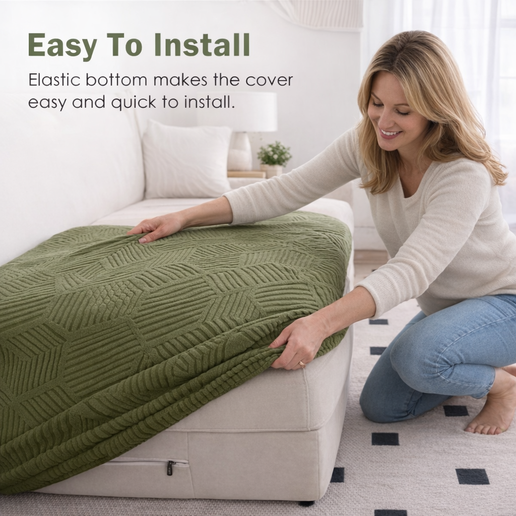 Anti Slip Cushion L Shaped Geometric Sectional Sofa Couch Cover