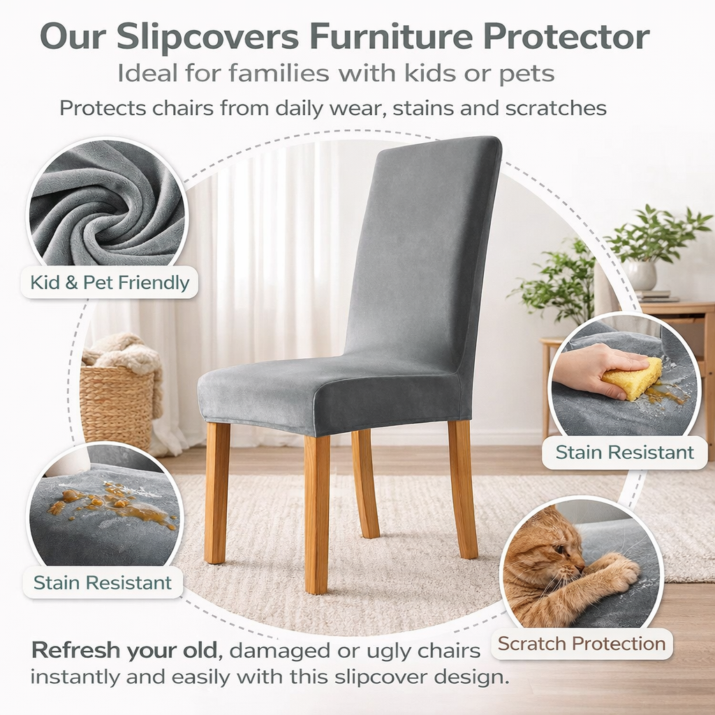 Velvet Slipcover Chair Seat Cover