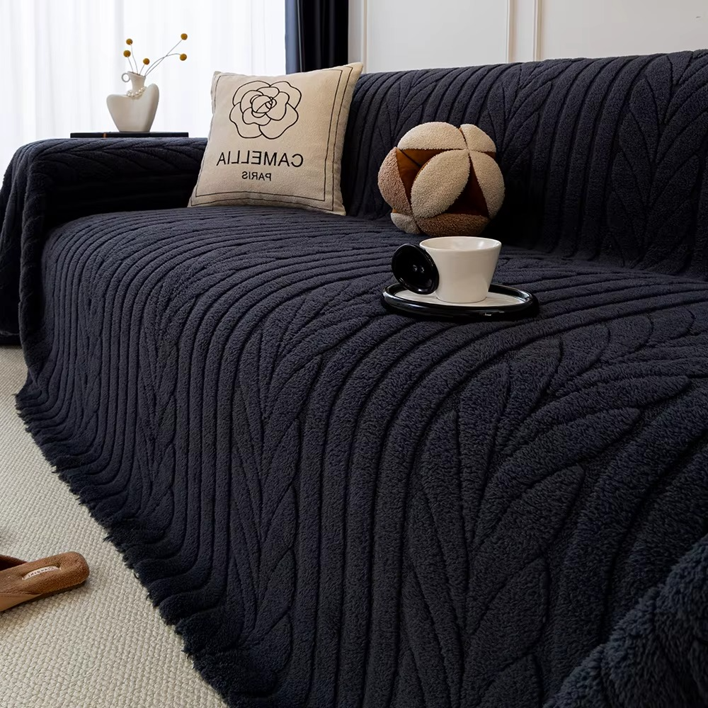 Classic Fuzzy Wheat Ear Plush Sofa Couch Cover