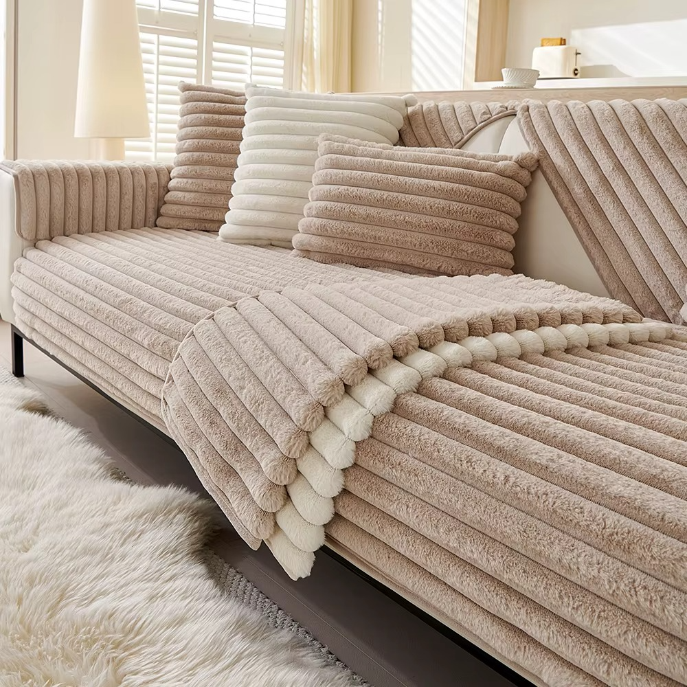Non Slip Plush Rabbit Fuzzy Mat Couch Sofa Cover