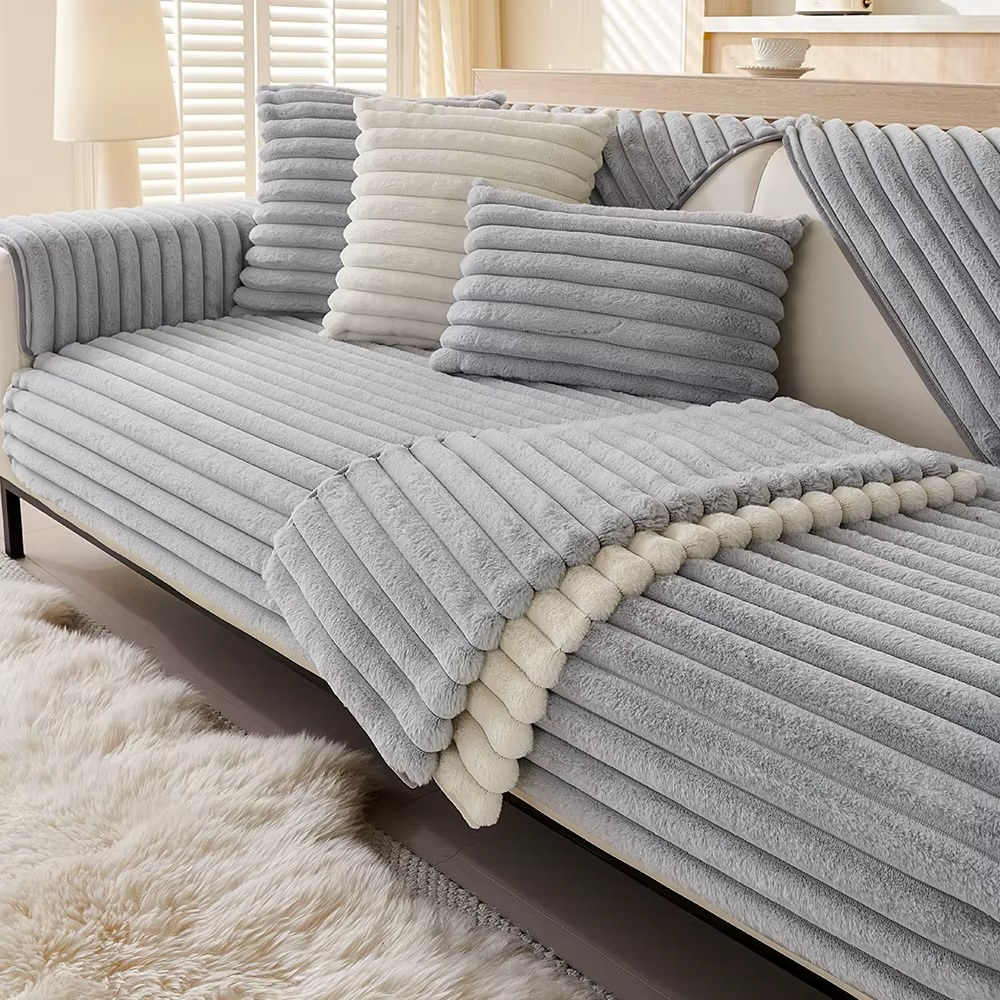Non Slip Plush Rabbit Fuzzy Mat Couch Sofa Cover