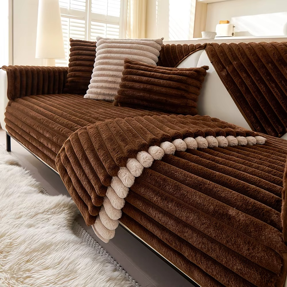 Non Slip Plush Rabbit Fuzzy Mat Couch Sofa Cover
