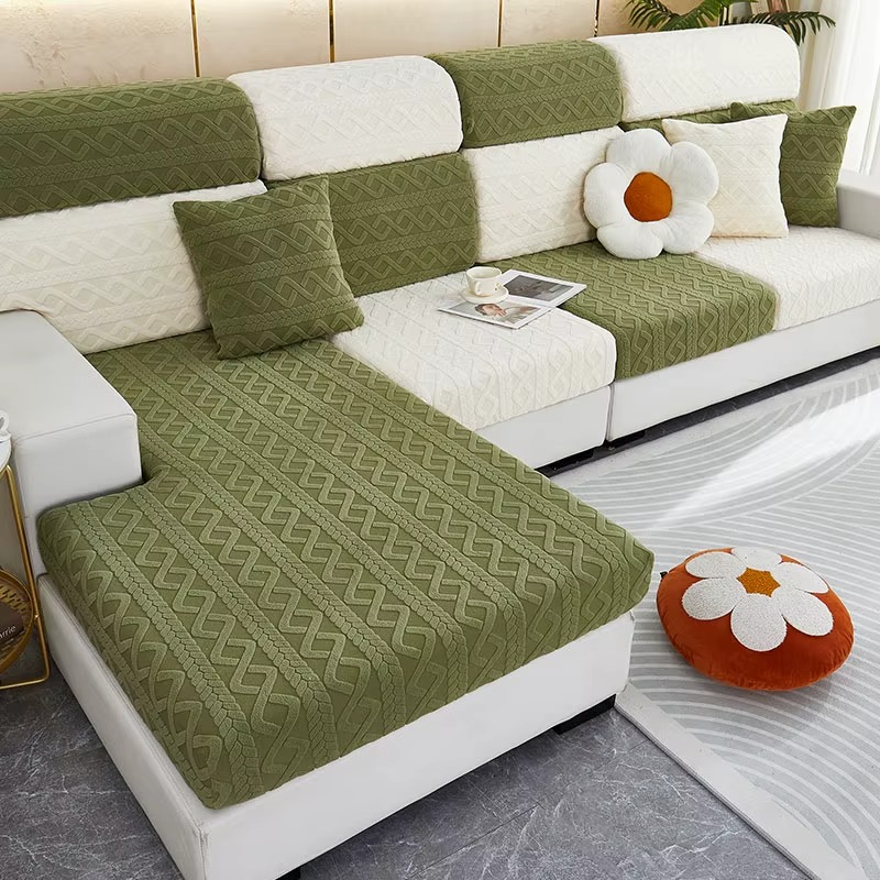 Anti-Slip Jacquard Cushion L Shaped Sofa Couch Cover