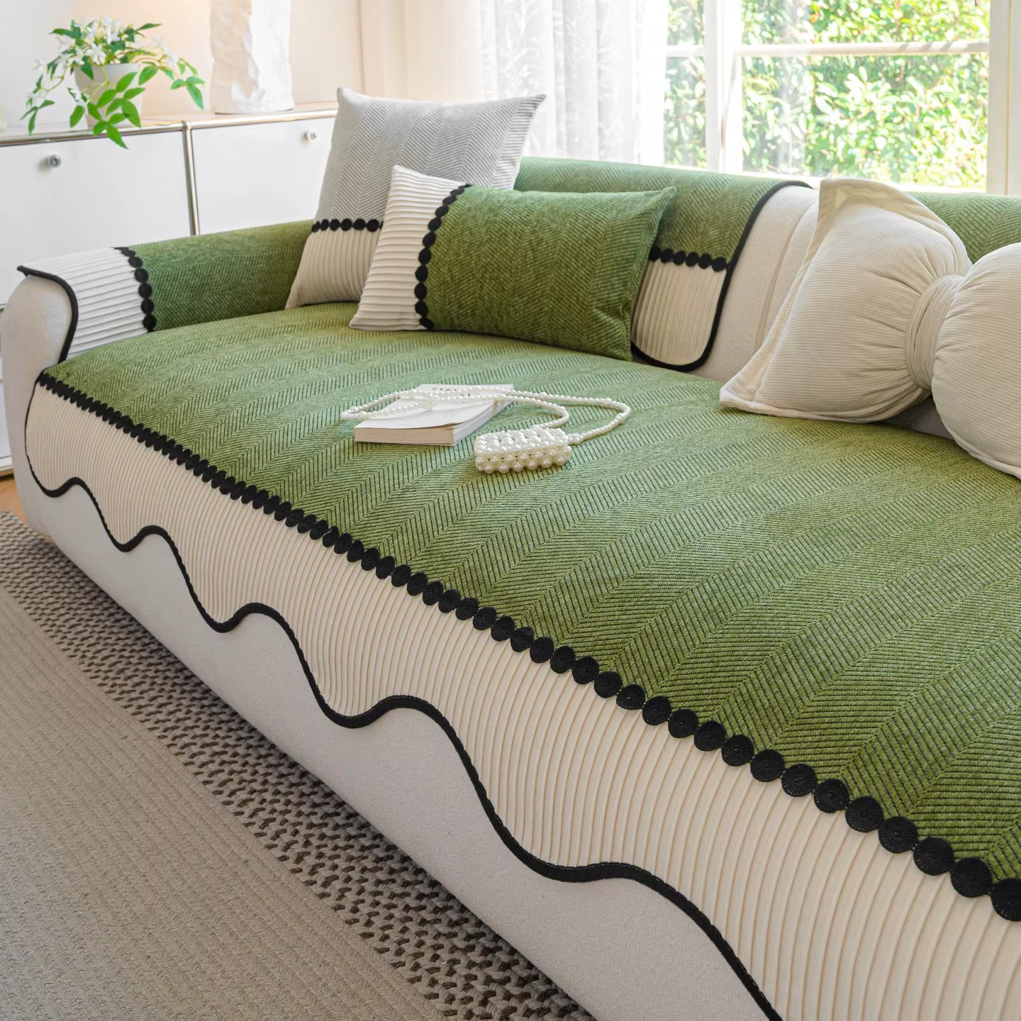 Non Slip Striped Sofa Couch Cover