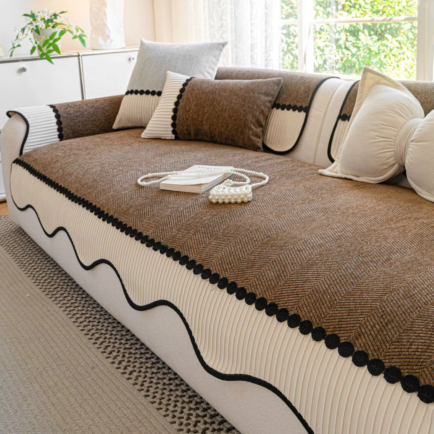 Non Slip Striped Sofa Couch Cover