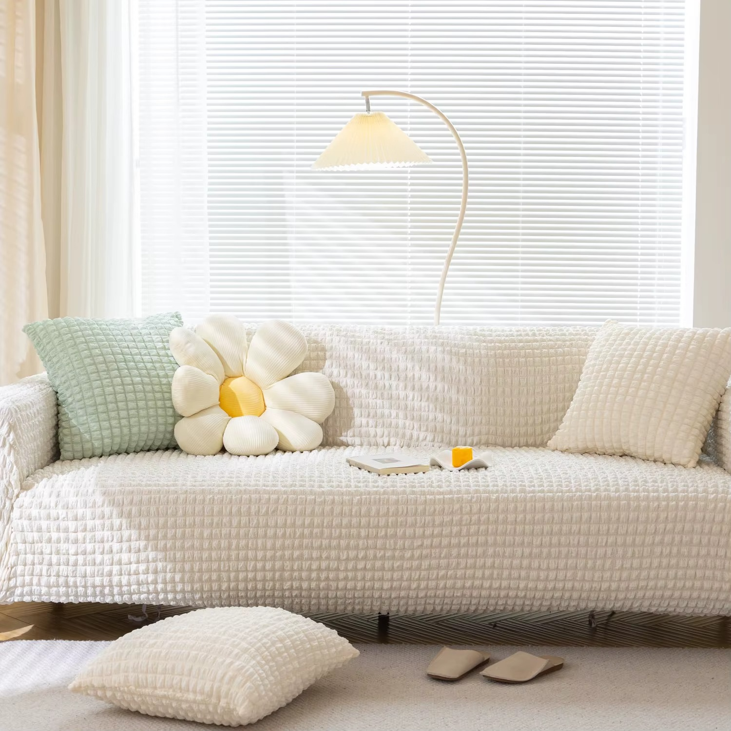 360 Non Slip Seersucker Slipcover Sofa Couch Cover
