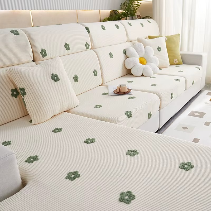 Anti-Slip Ditsy floral Cushion Sectional L Shaped Sofa Couch Cover