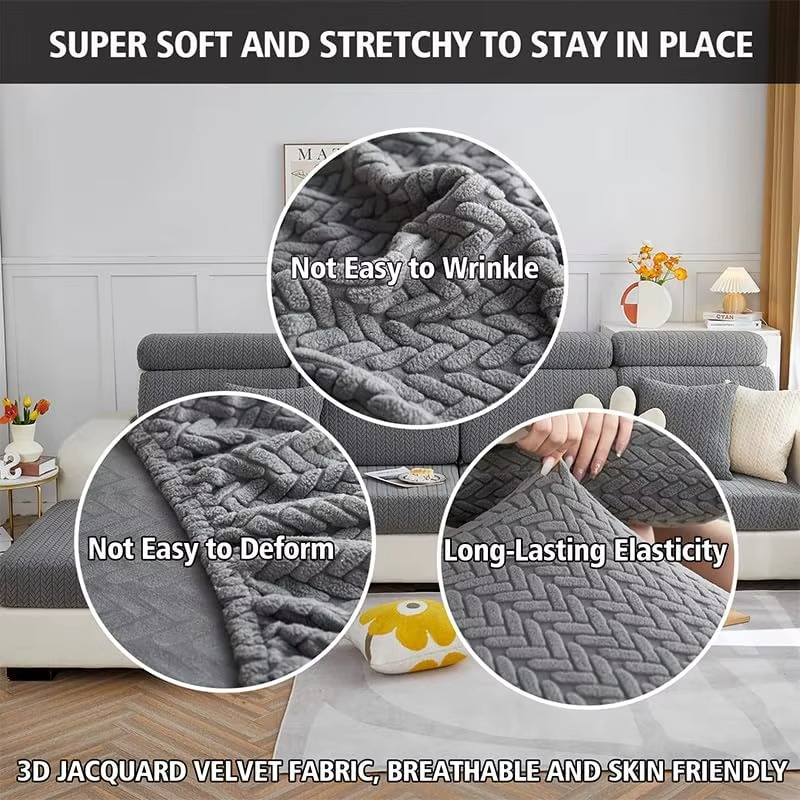 Anti-Slip L Shaped Jacquard Cushion Sofa Couch Cover