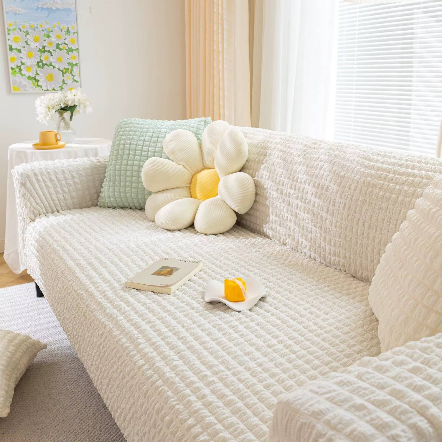 360 Non Slip Seersucker Slipcover Sofa Couch Cover