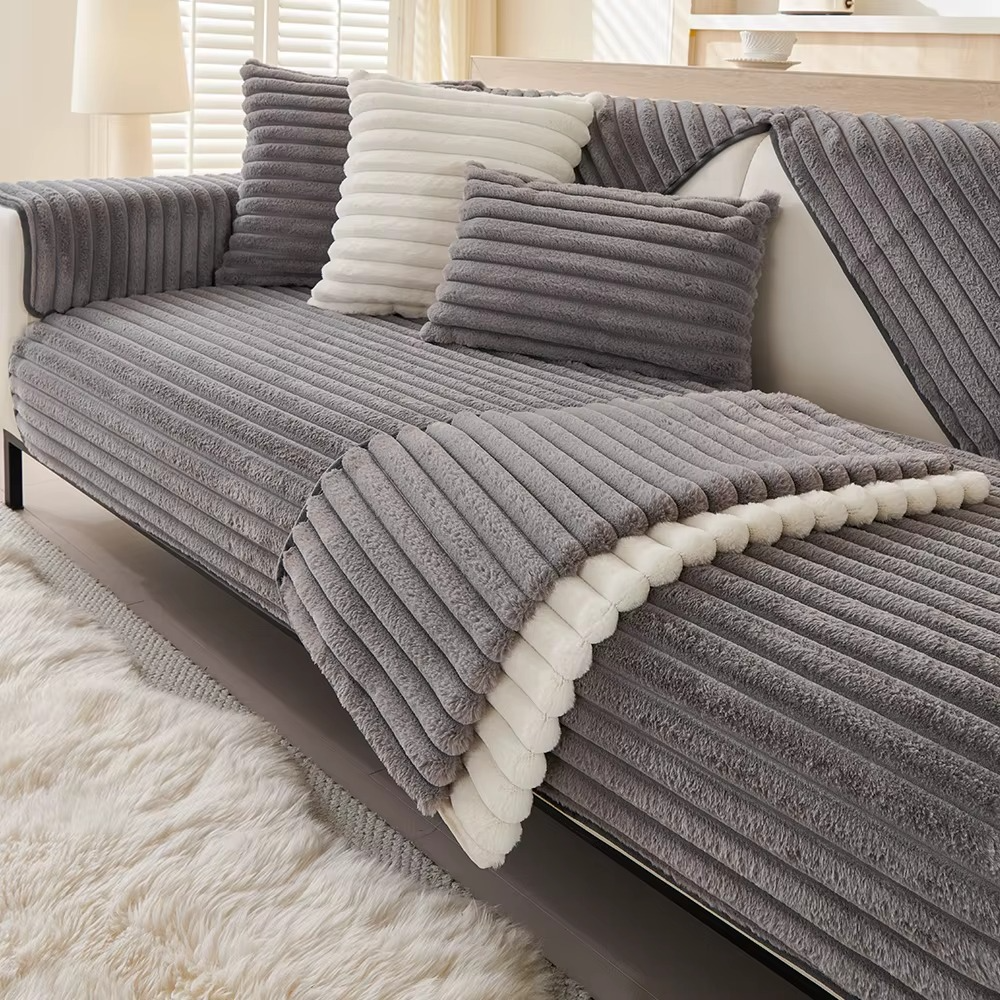 Non Slip Plush Rabbit Fuzzy Mat Couch Sofa Cover
