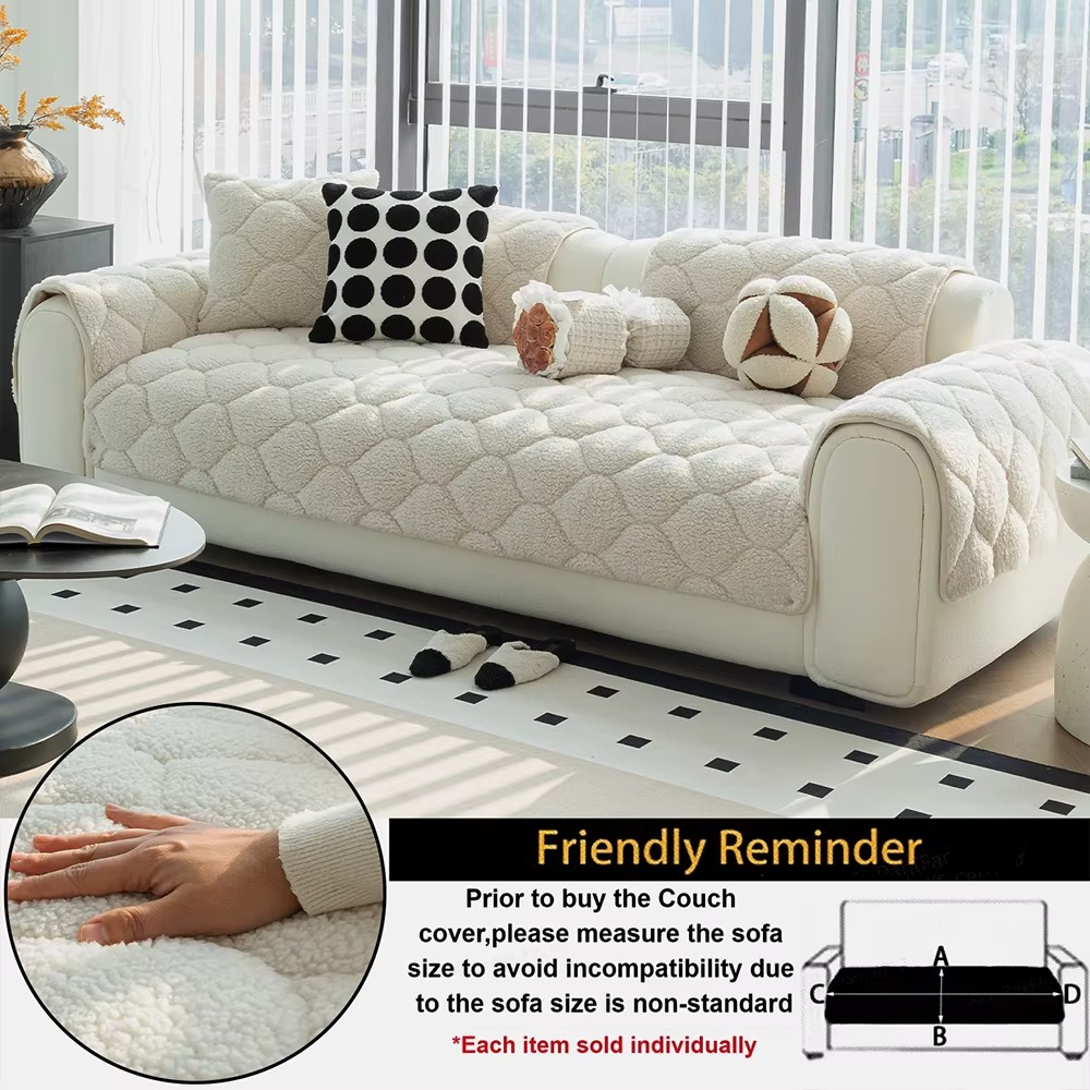 Non Slip Sherpa Fleece Plush Rabbit Mat Couch Sofa Cover