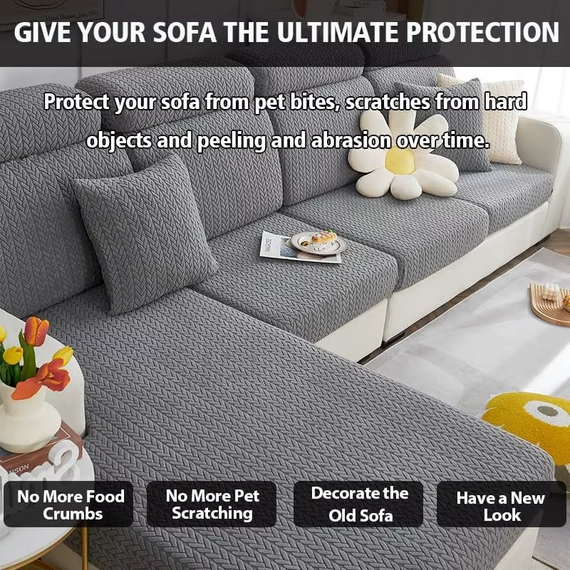 Anti-Slip L Shaped Jacquard Cushion Sofa Couch Cover