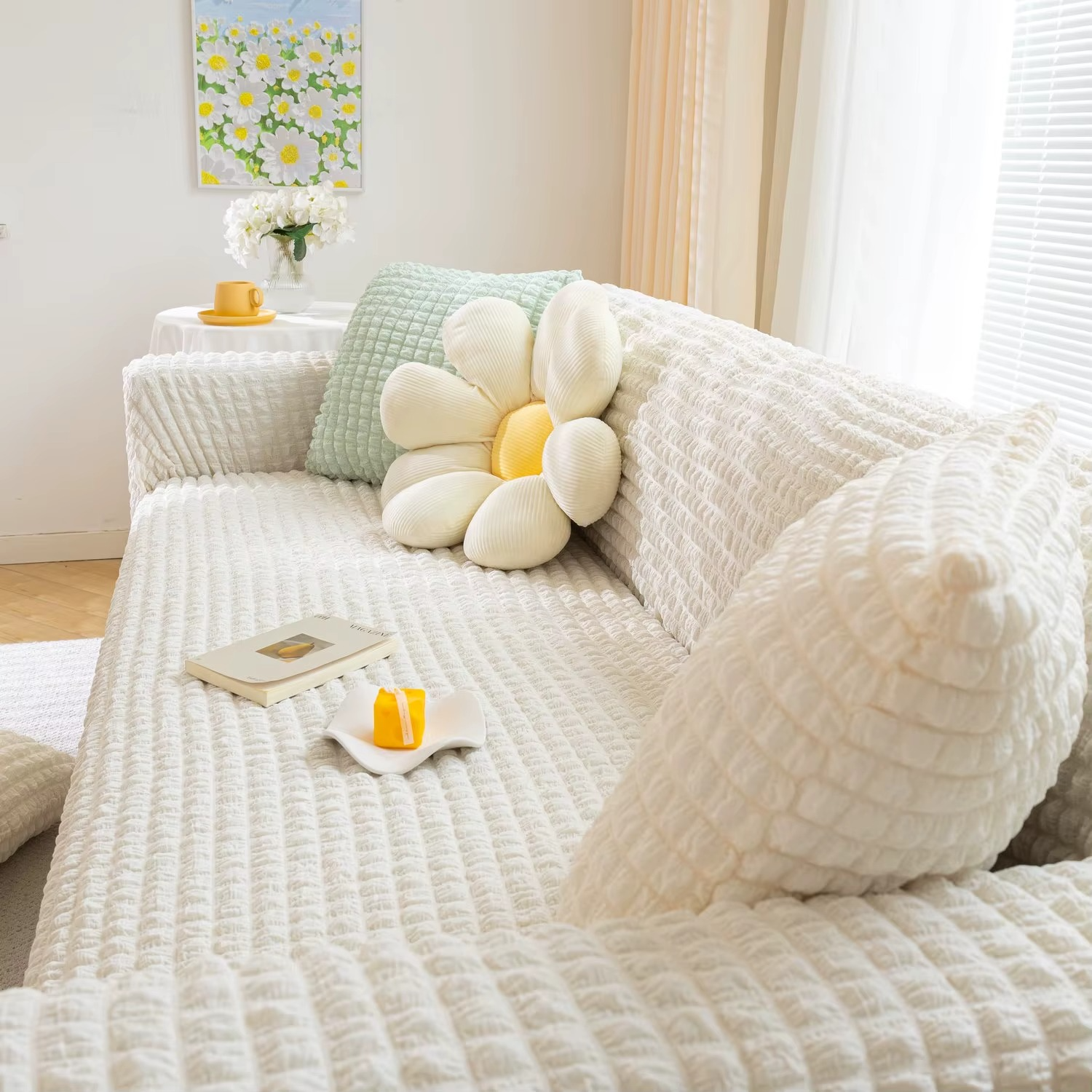 360 Non Slip Seersucker Slipcover Sofa Couch Cover