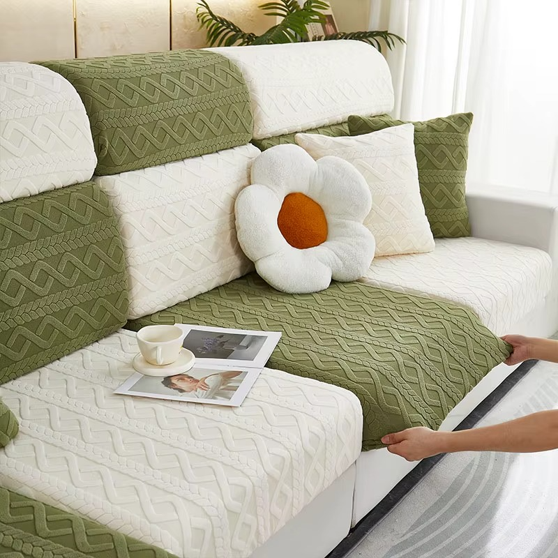 Anti-Slip Jacquard Cushion L Shaped Sofa Couch Cover