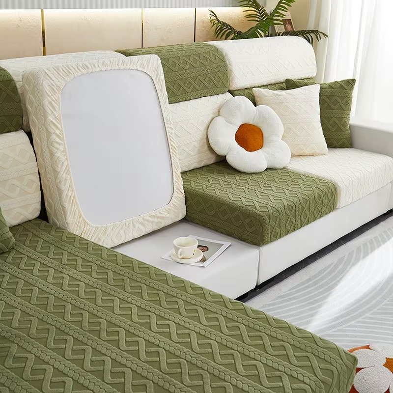 Anti-Slip Jacquard Cushion L Shaped Sofa Couch Cover