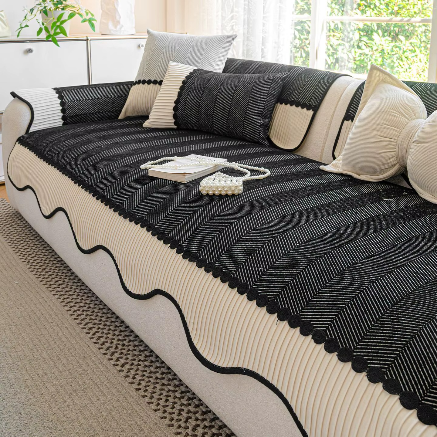 Non Slip Striped Sofa Couch Cover