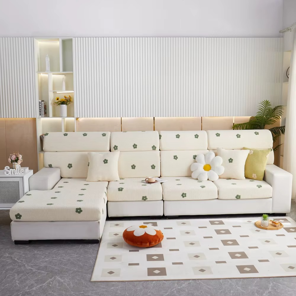 Anti-Slip Ditsy floral Cushion Sectional L Shaped Sofa Couch Cover