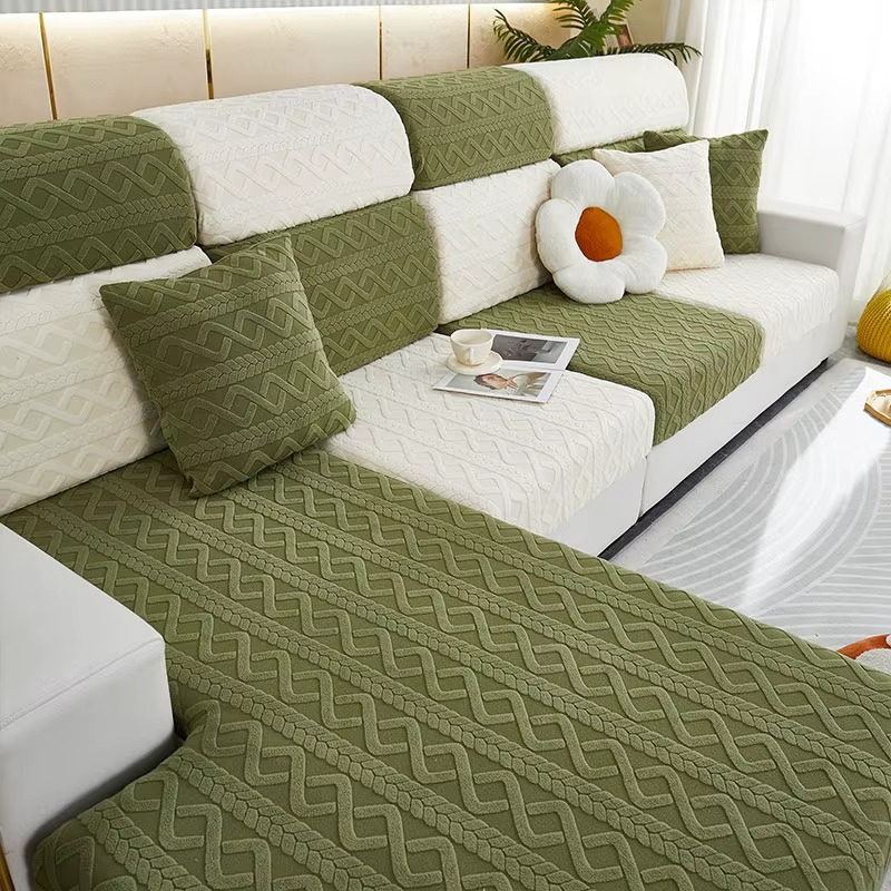 Anti-Slip Jacquard Cushion L Shaped Sofa Couch Cover
