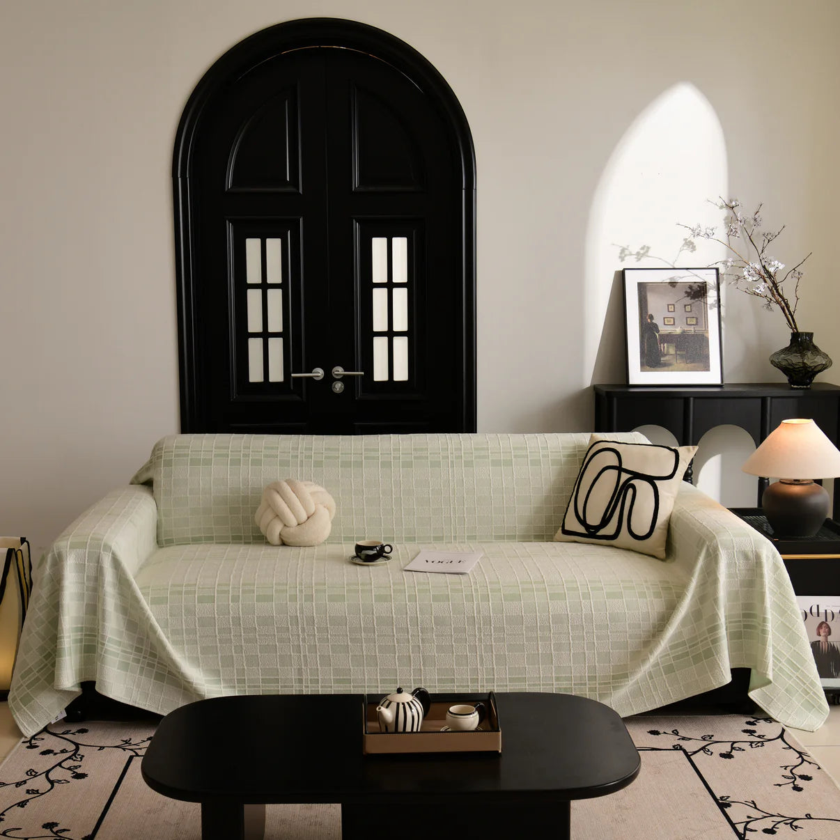 Non-Slip Plaid Geometric Jacquard Sofa Couch Cover