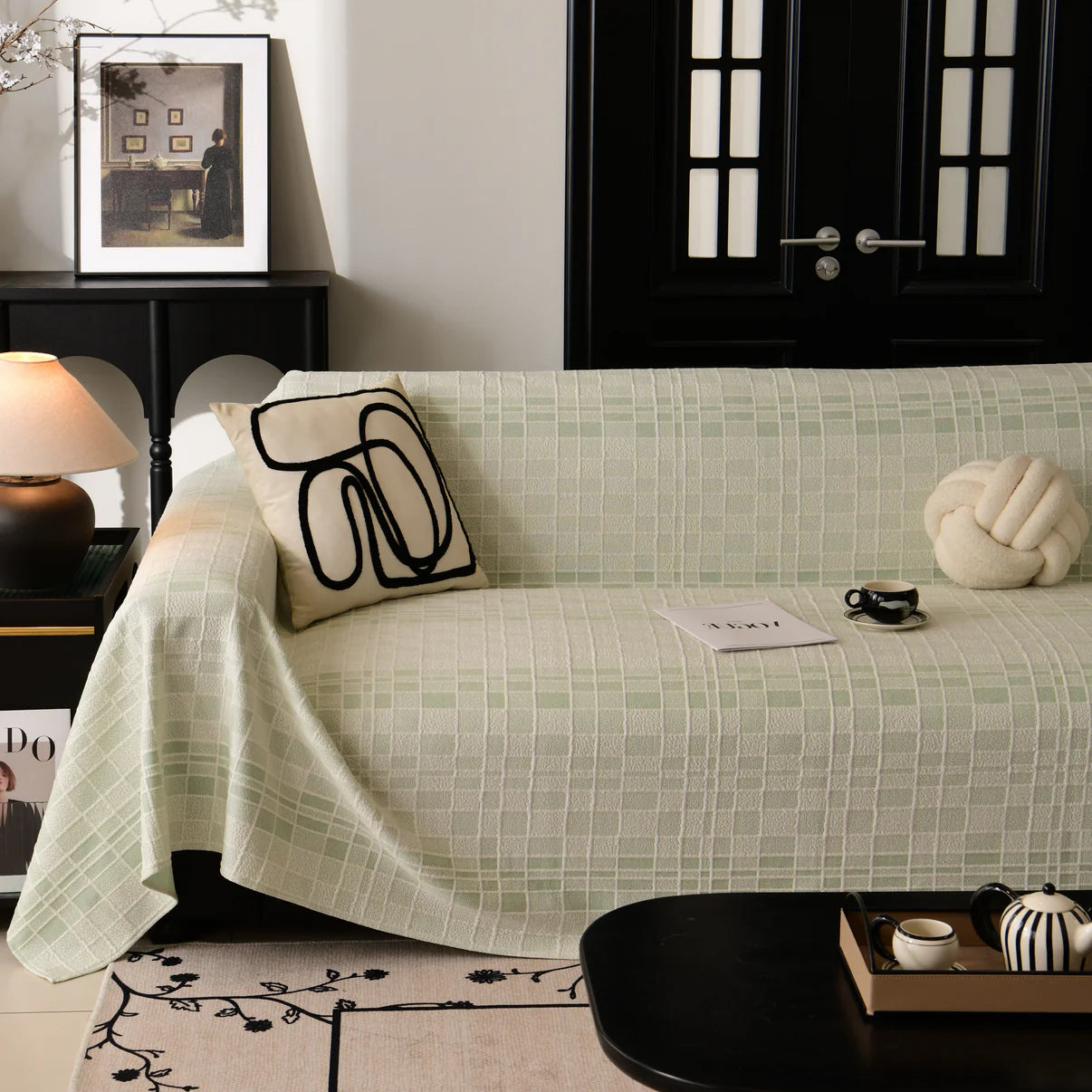 Non-Slip Plaid Geometric Jacquard Sofa Couch Cover