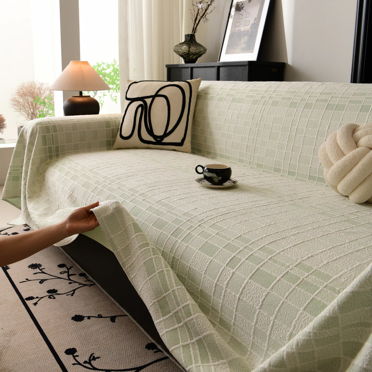 Non-Slip Plaid Geometric Jacquard Sofa Couch Cover