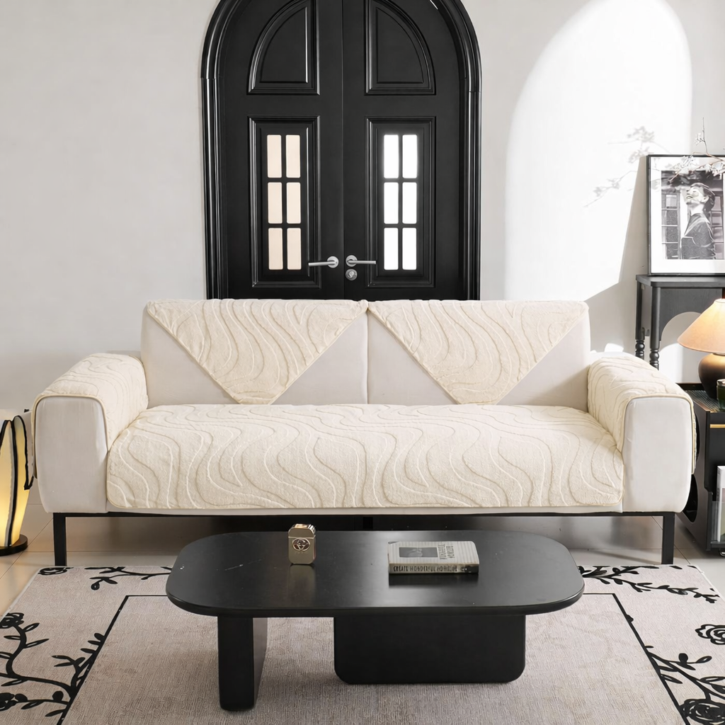 Non Slip Fuzzy Geometric Mat Couch Sofa Cover