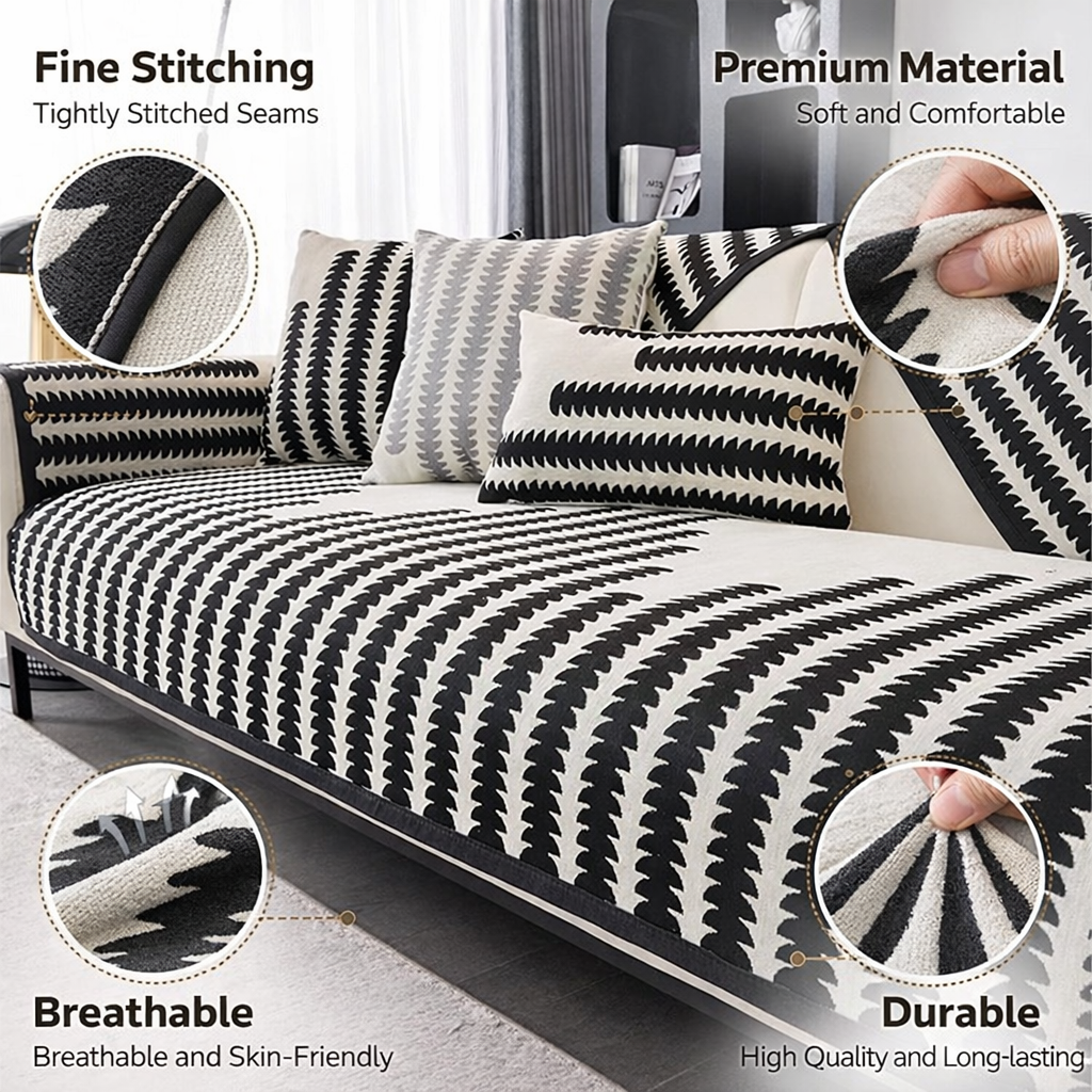 Chenille Boho Geometric Non Slip Sofa Couch Cover