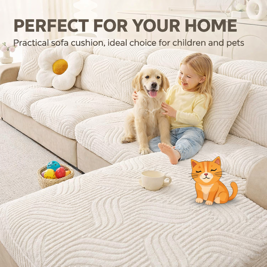 L Shaped Sectional Geometric Cushion Plush Sofa Couch Cover