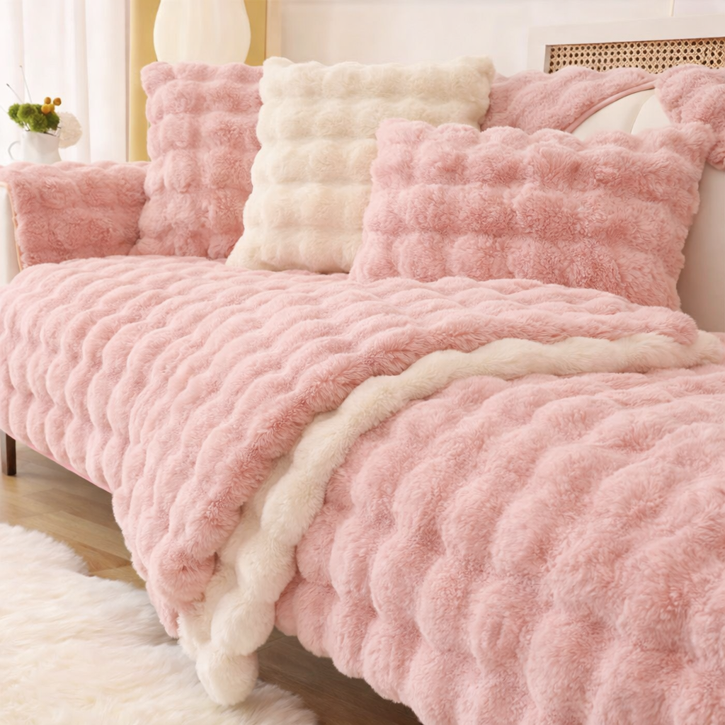 Non Slip Plush Fuzzy Furry Mat Couch Sofa Cover