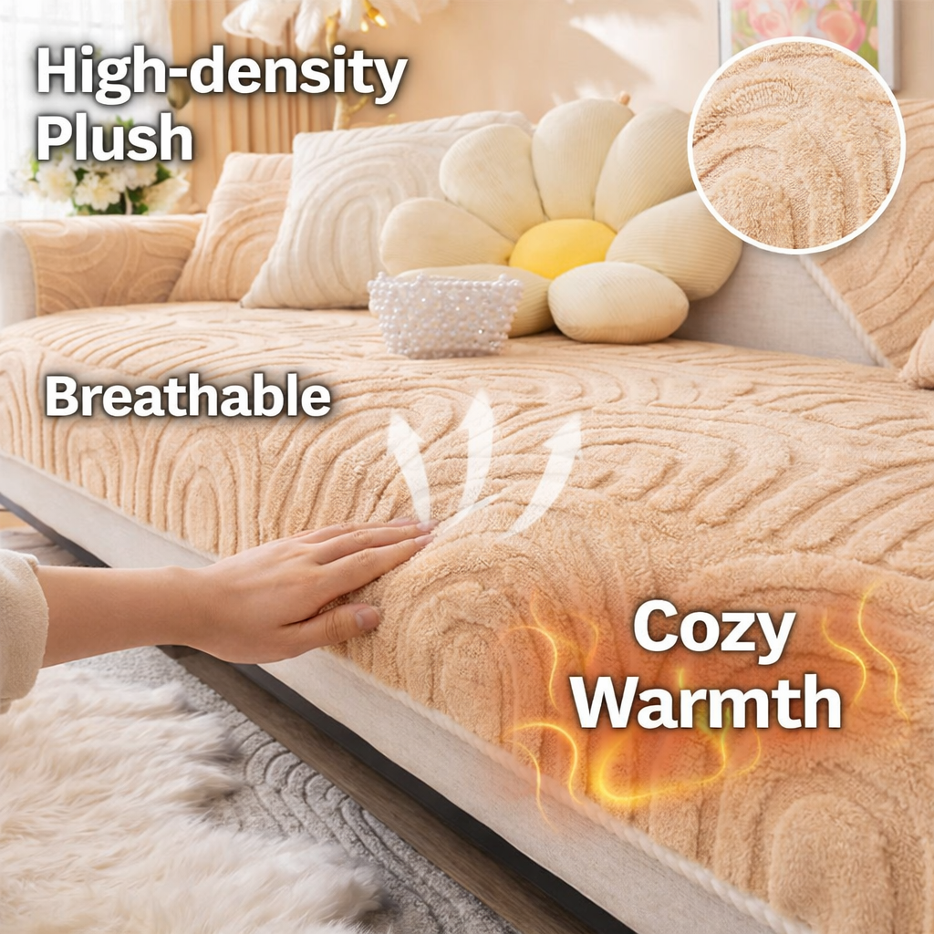 Non-Slip Geometric Plush Fuzzy Furry Sofa Couch Cover