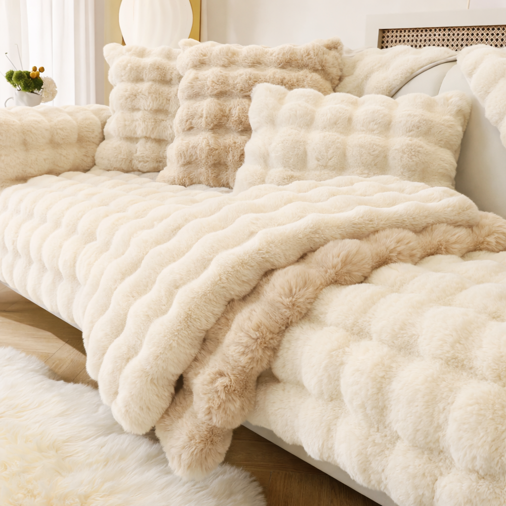 Non Slip Plush Fuzzy Furry Mat Couch Sofa Cover