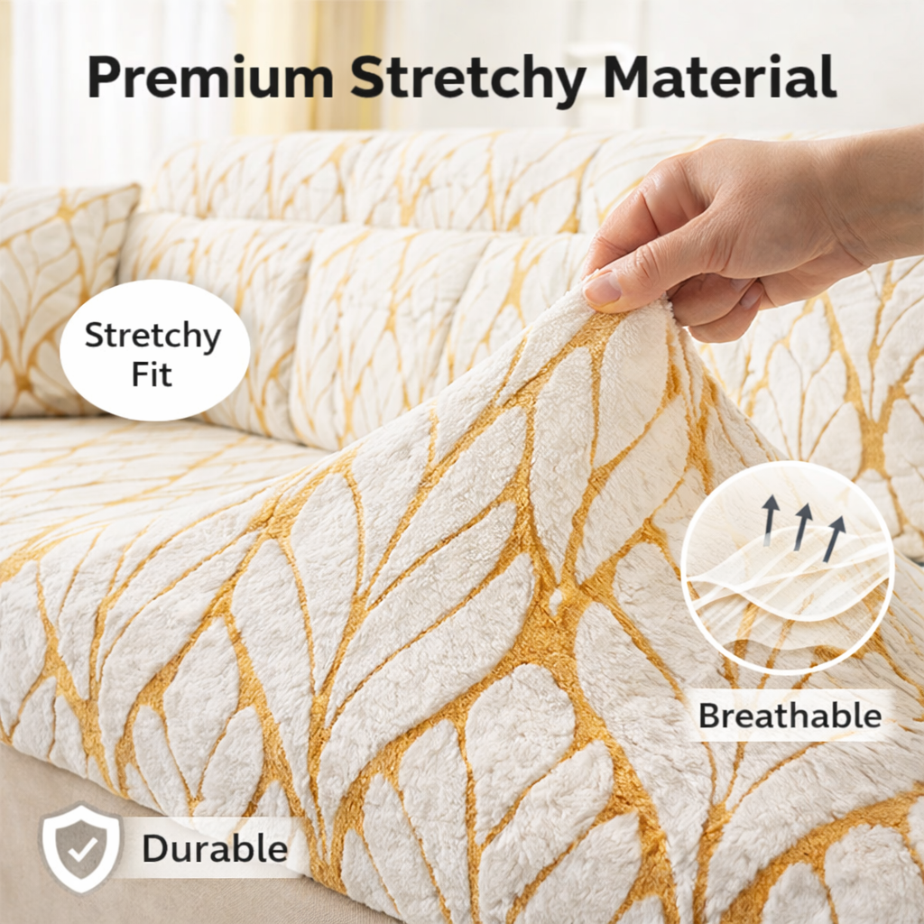 L Shaped Sectional Leaf Plush Cushion Sofa Couch Cover