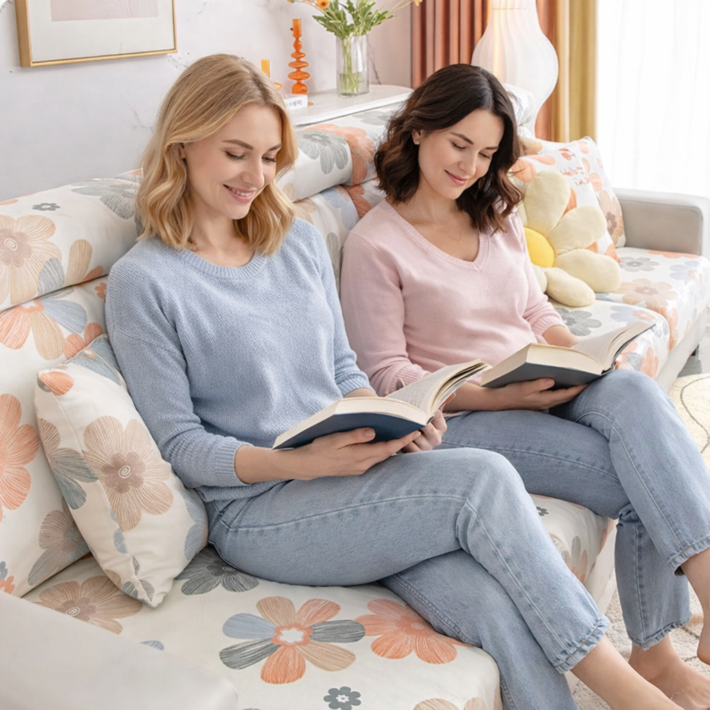 Anti-Slip L Shaped Pastel flora Cushion Sofa Couch Cover