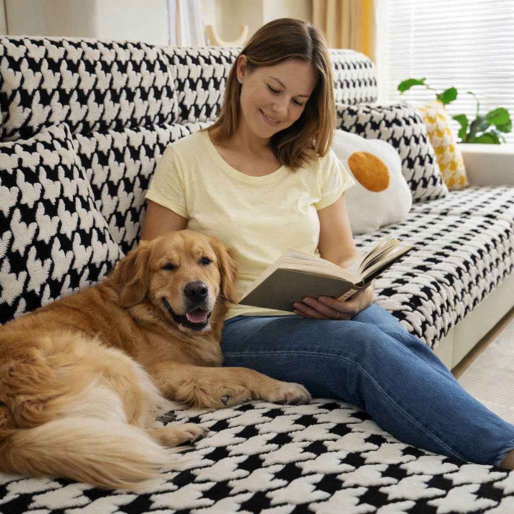 L Shaped classic Sectional Plush Cushion Sofa Couch Cover