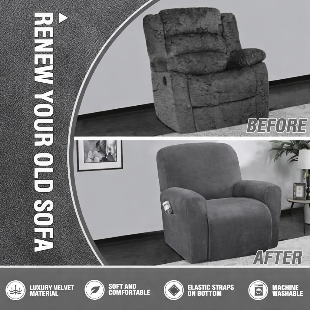 Velvet Love Seat Slipcover Recliner Cover