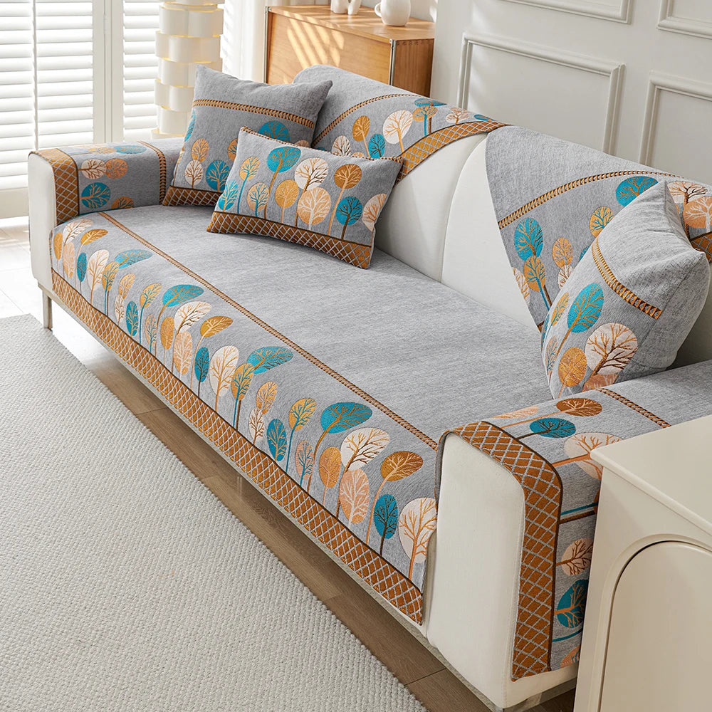 Chenille Boho Jacquard Non Slip Sofa Couch Cover
