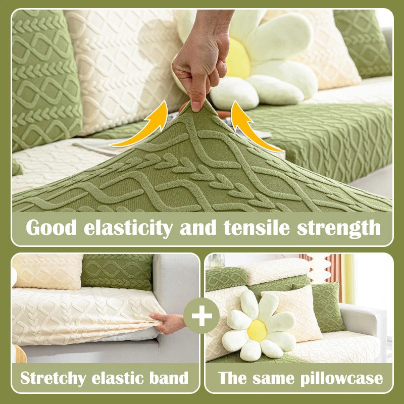 Anti-Slip Jacquard Cushion L Shaped Sofa Couch Cover