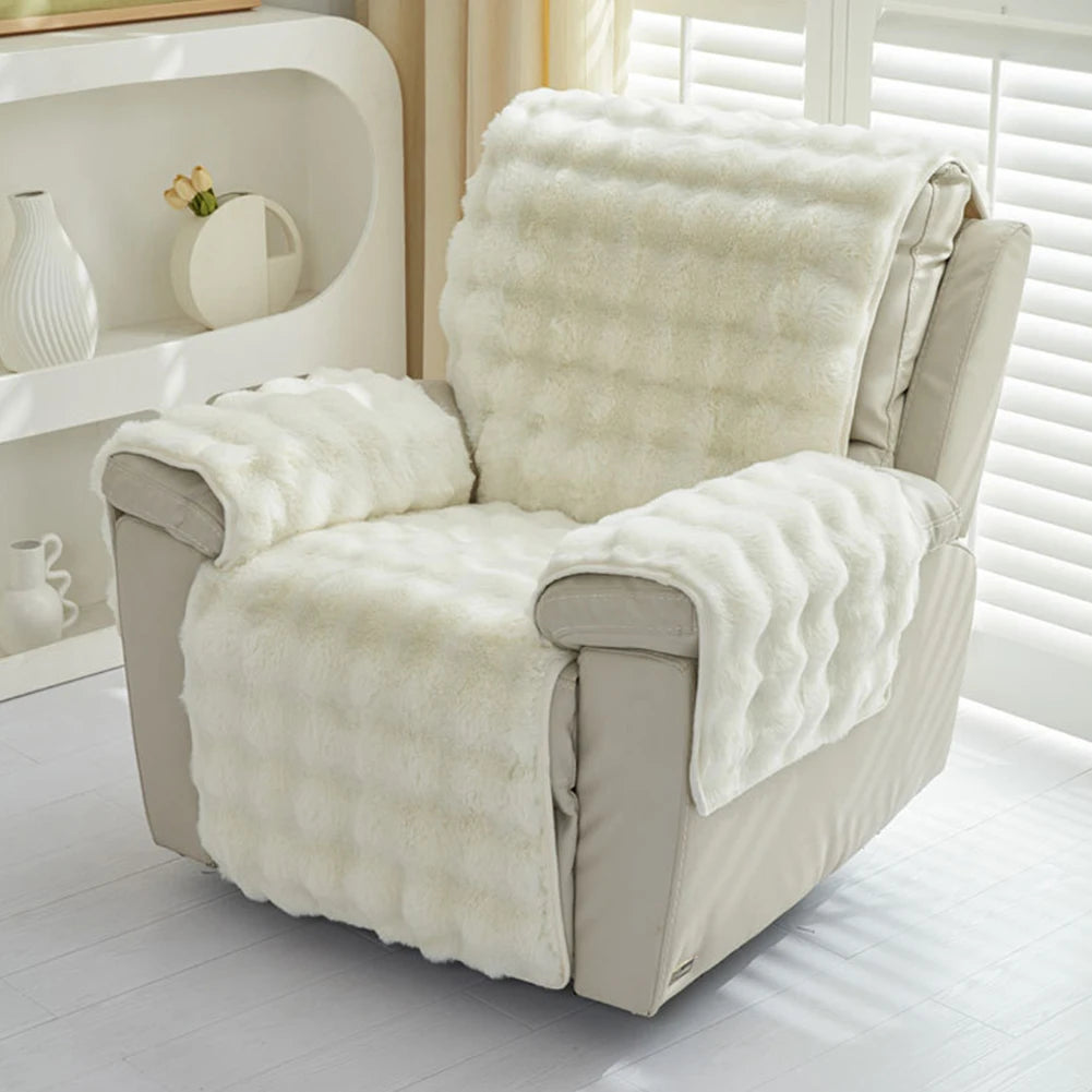 Non-Slip Plush Rabbit Slipcover Lazy Boy Chair Recliner Cover