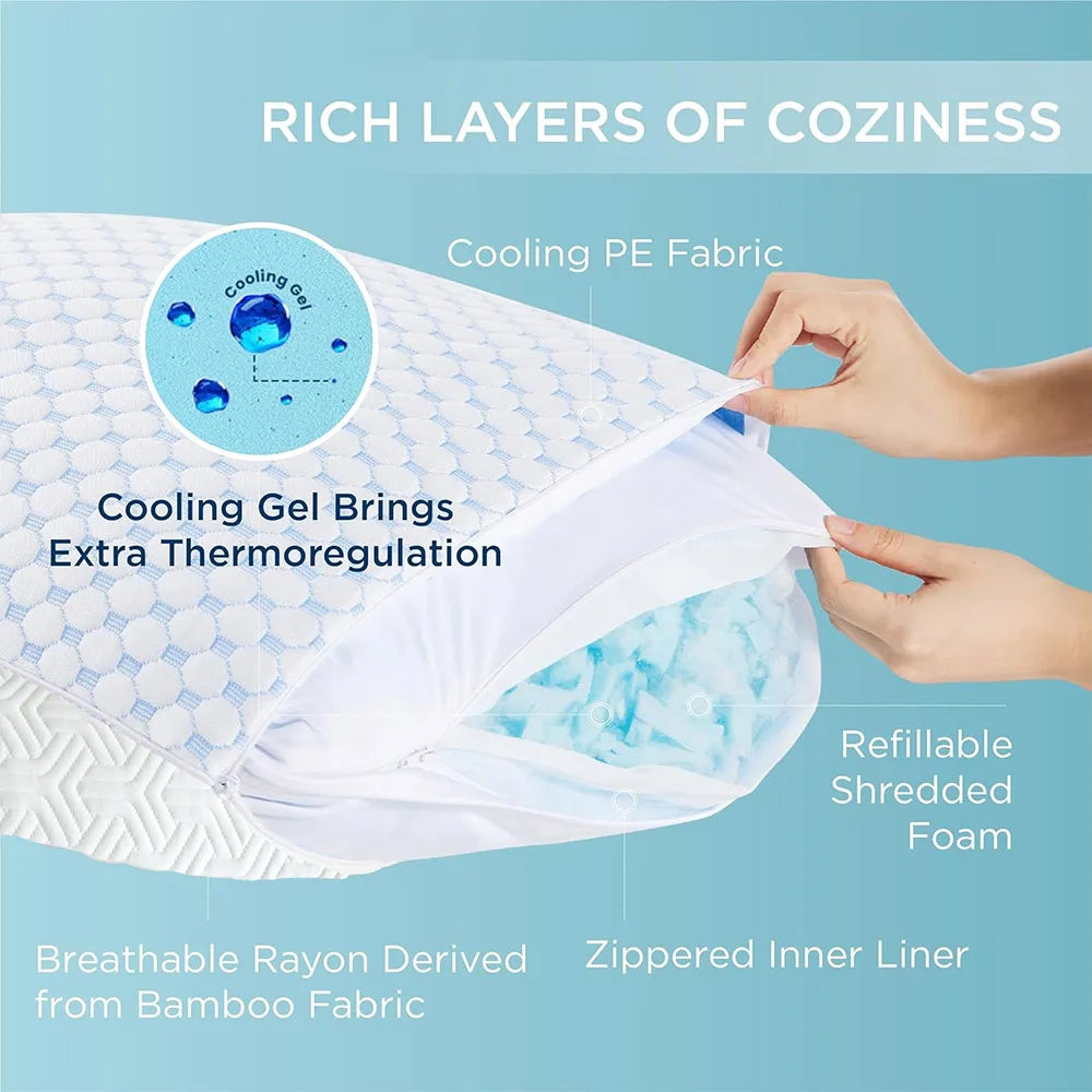 Cooling Shredded Bed Sleeping Pillows
